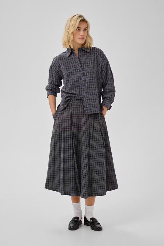MWLennie Boxy Check Shirt Dark Sapphire Blue