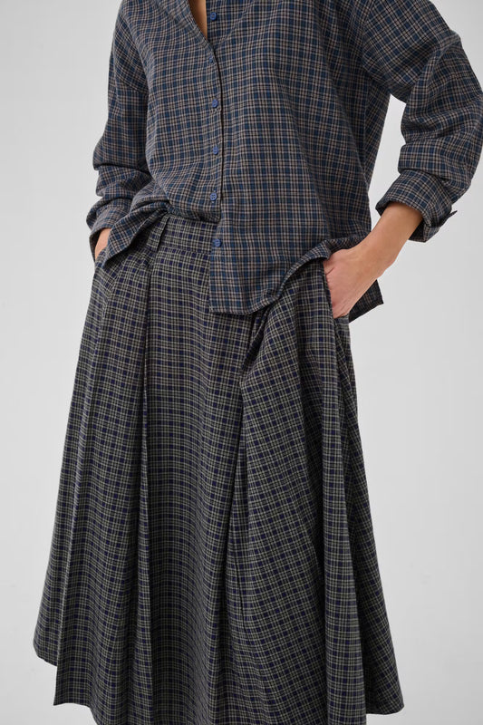 MWLennie Check Skirt Dark Sapphire Blue