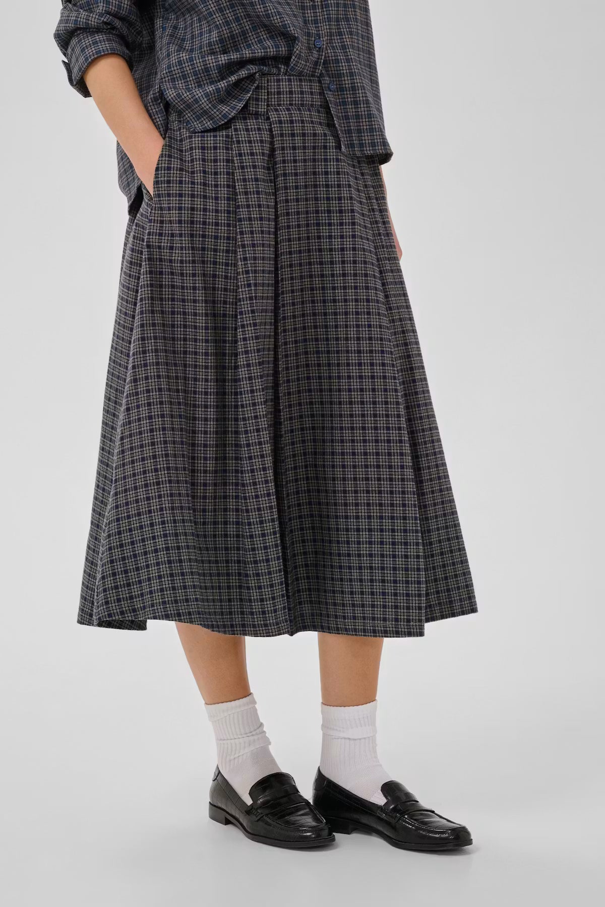 MWLennie Check Skirt Dark Sapphire Blue