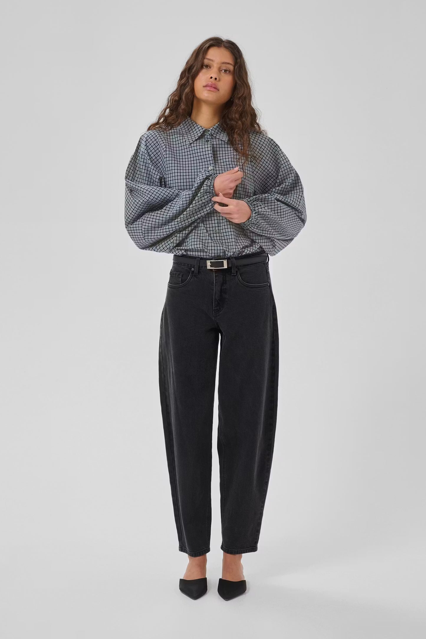 MWIlse Balloon Sleeve Checked Shirt