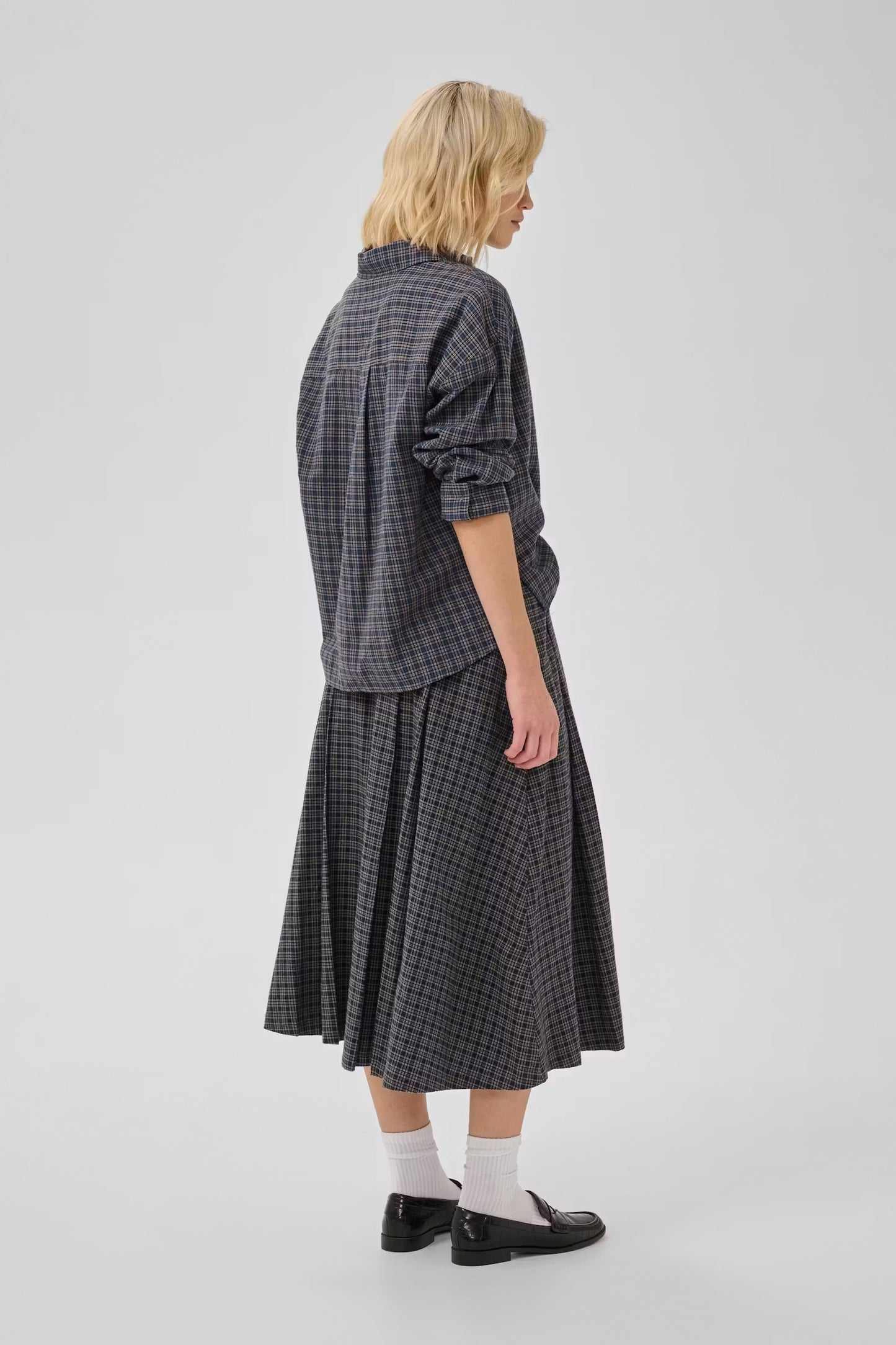 MWLennie Boxy Check Shirt Dark Sapphire Blue