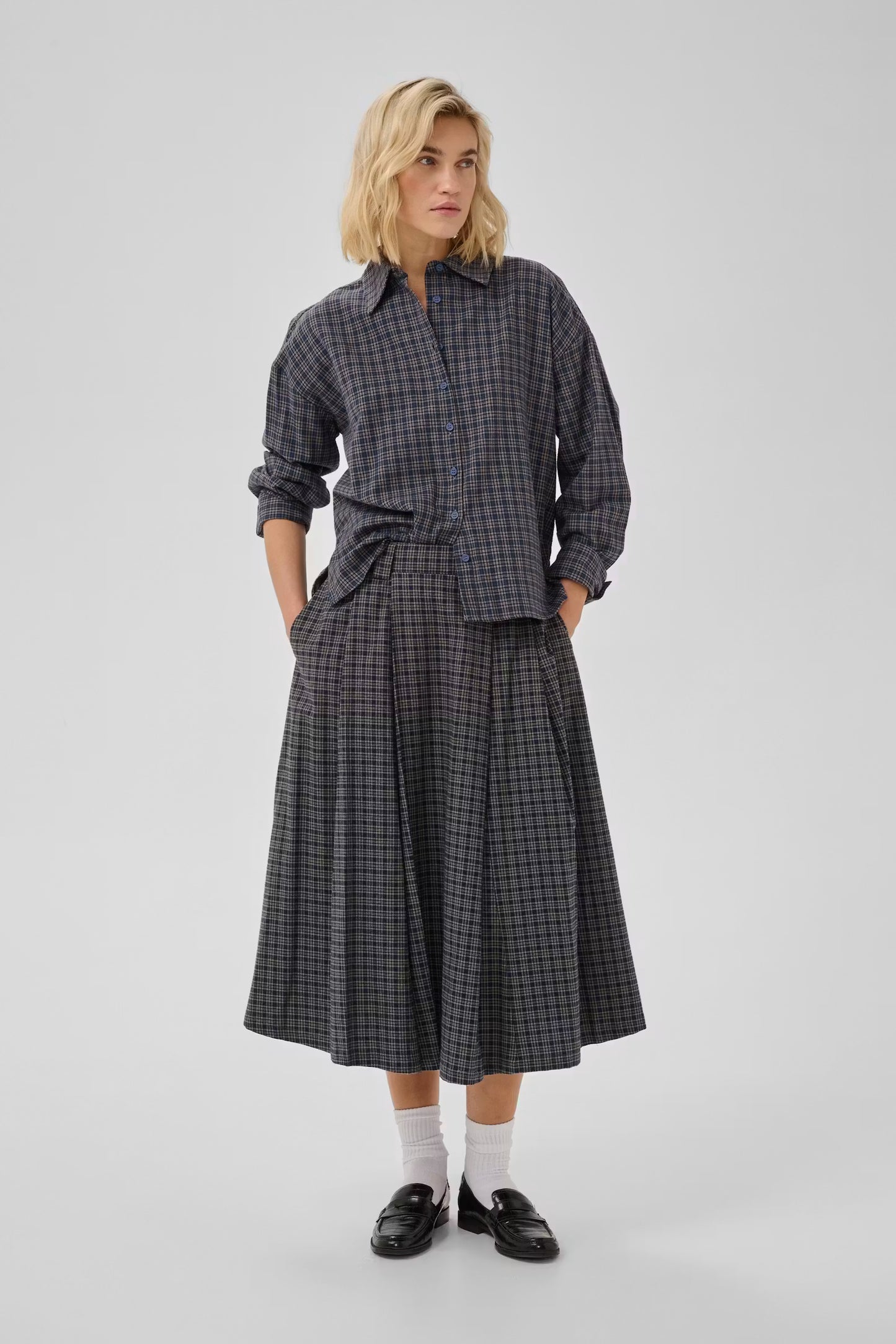 MWLennie Check Skirt Dark Sapphire Blue