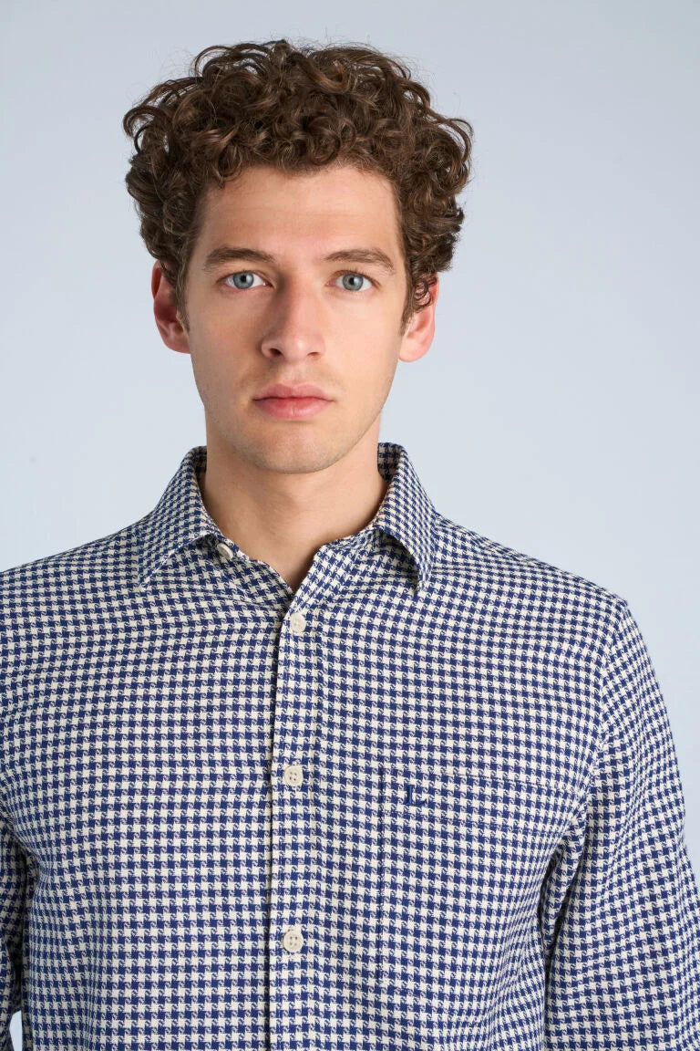 Mens - Checked Shirt With Breast Pocket Regal Blue (203936)
