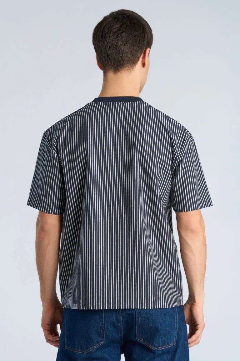 400159 - Mens Striped Oversized T-shirt with Pocket