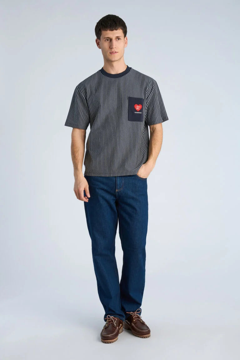 400159 - Mens Striped Oversized T-shirt with Pocket