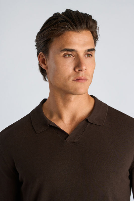 800803 - Mens Viscose Polo Neck Jumper Dark Brown