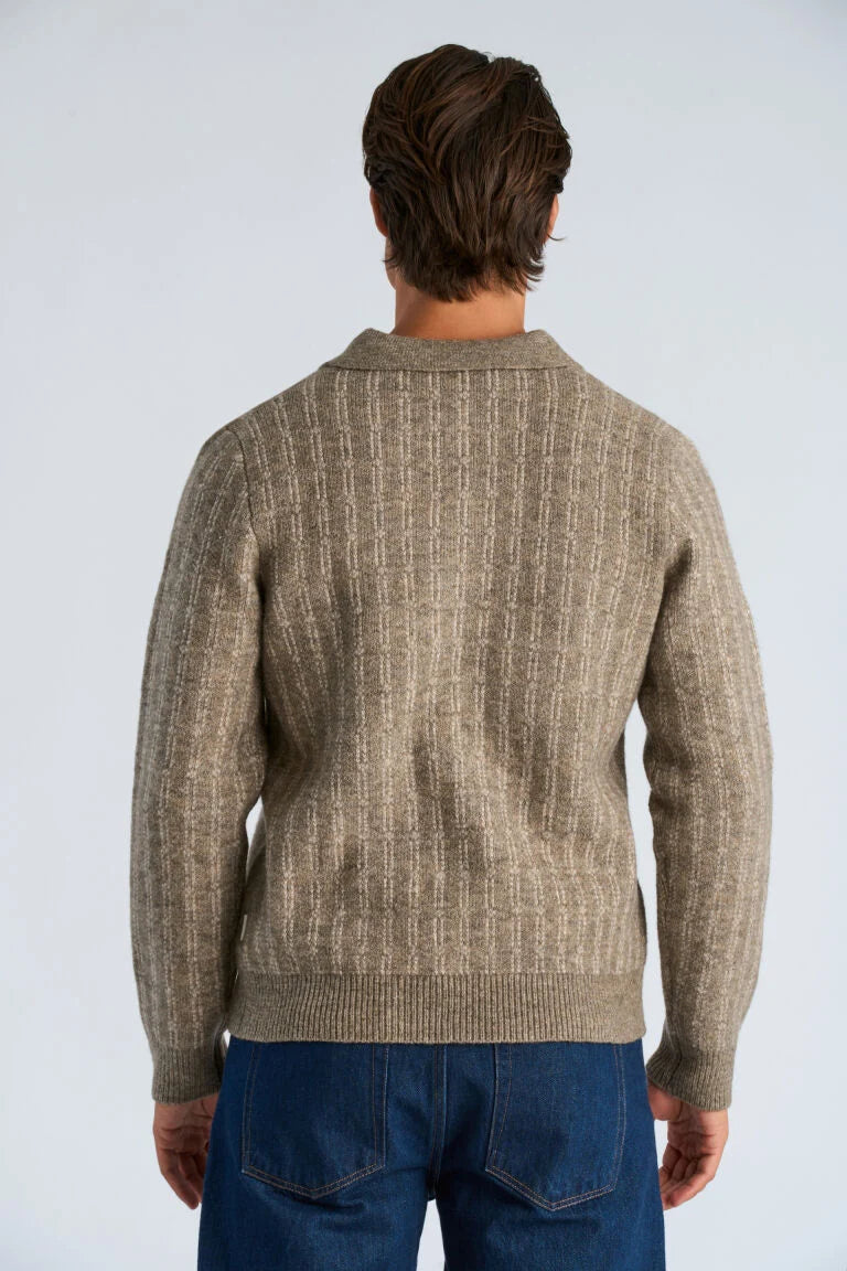 Mens - Button Down Jumper Sand Melange (805041)