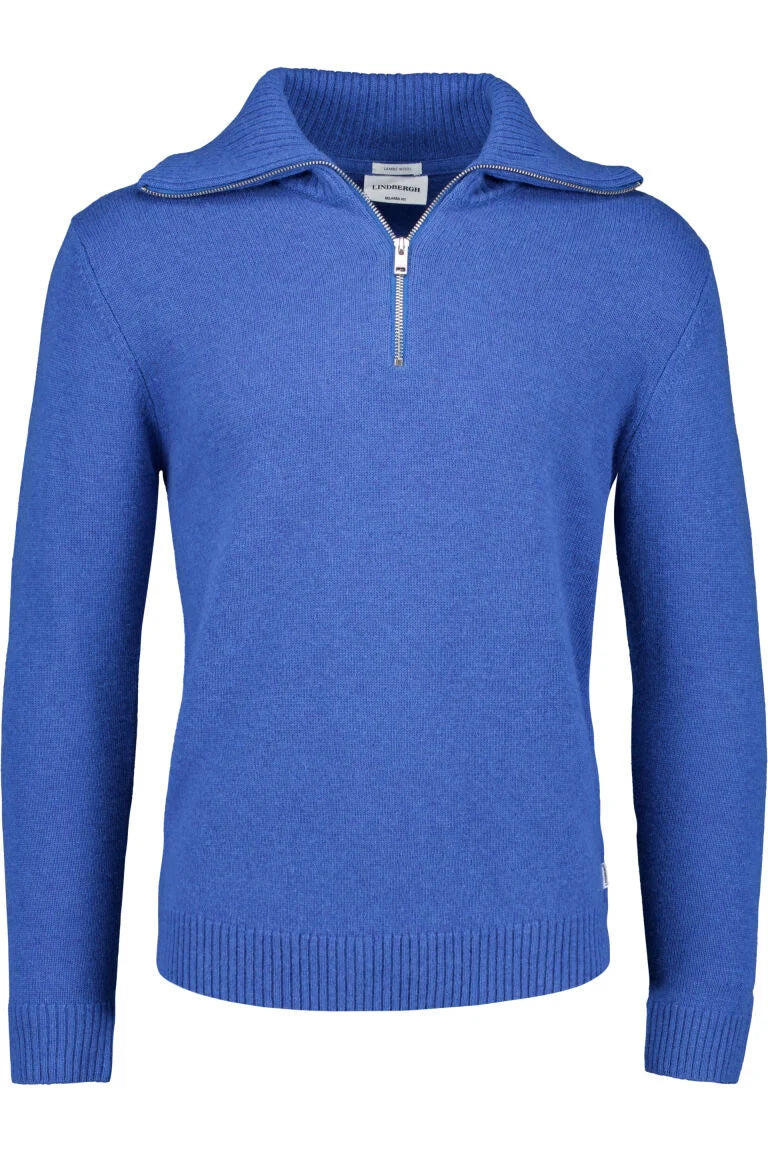 Mens - Lambswool Jumper with Zip Skye Blue (800233)