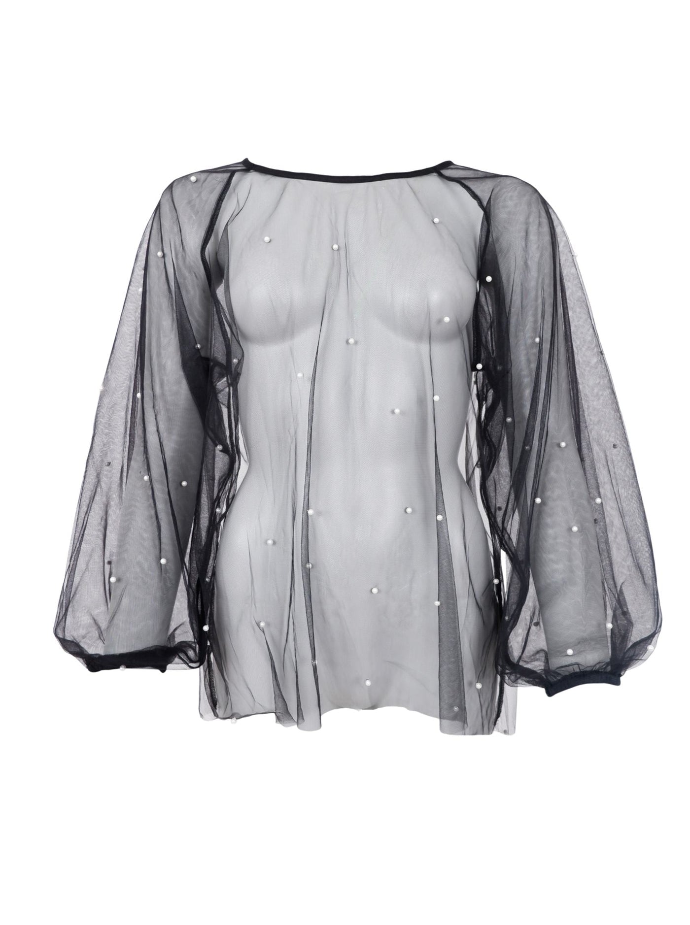 BCPerla LS Blouse with Pearls Black