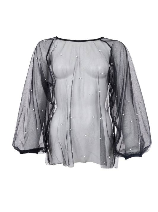 BCPerla LS Blouse with Pearls Black