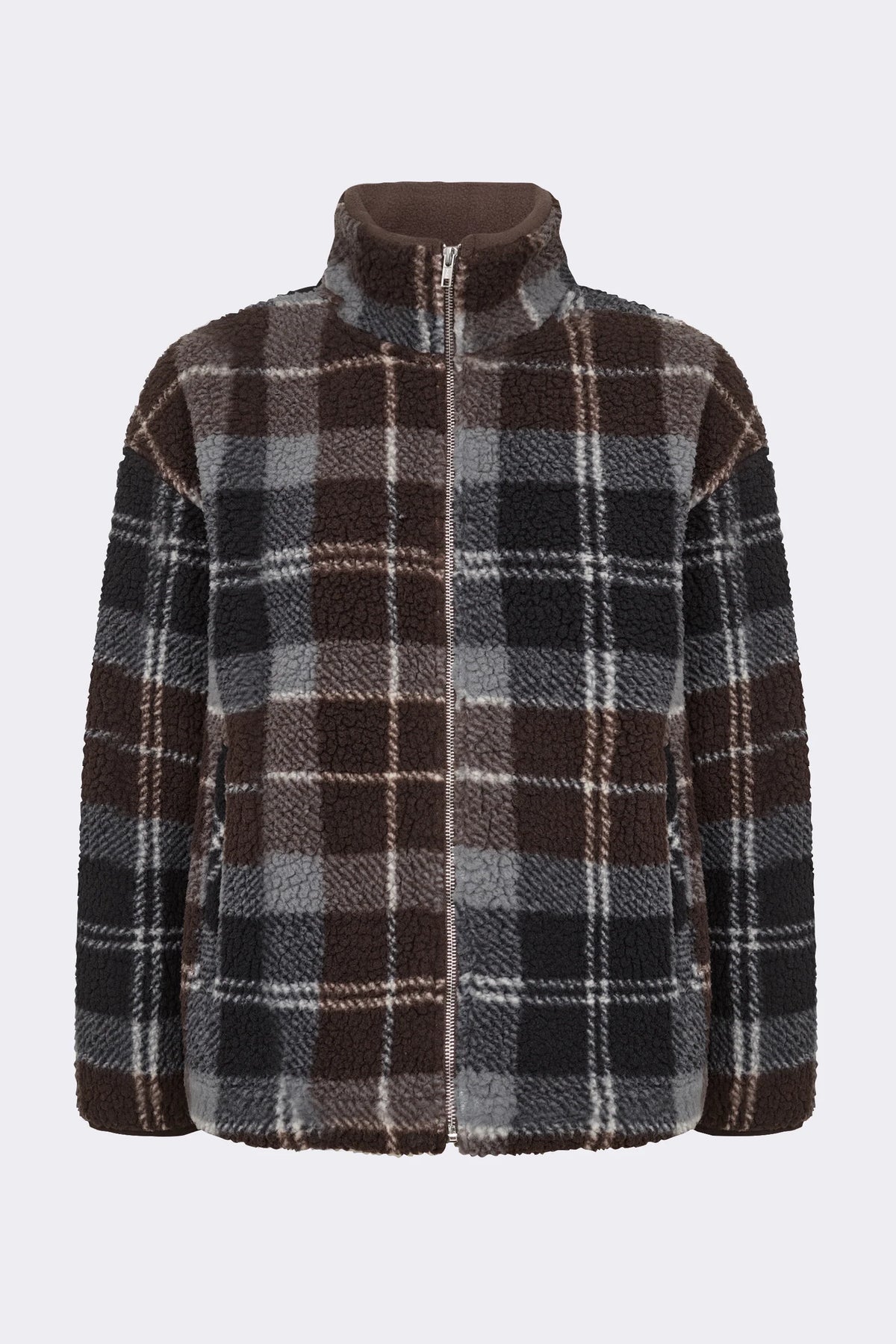 LR-Tass Checked Fleece Jacket Brown/Navy