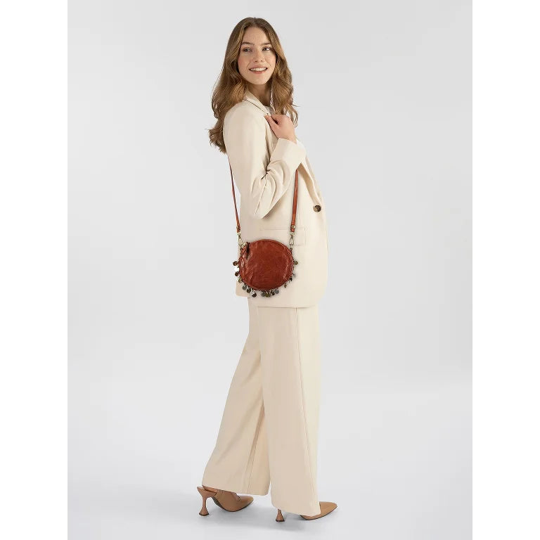 Campomaggi Priscilla Small Round Crossbody Bag Cognac