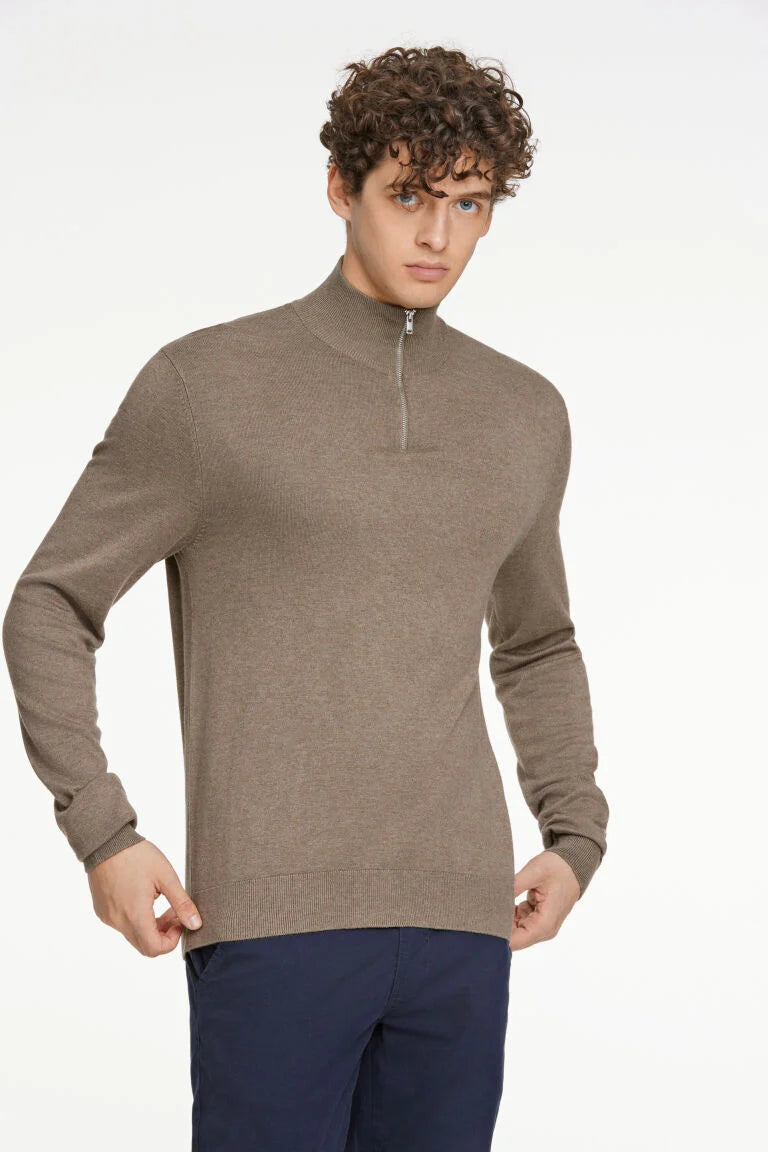 800173 - Mens EcoVero High Neck with Zip Light Weight Knitwear