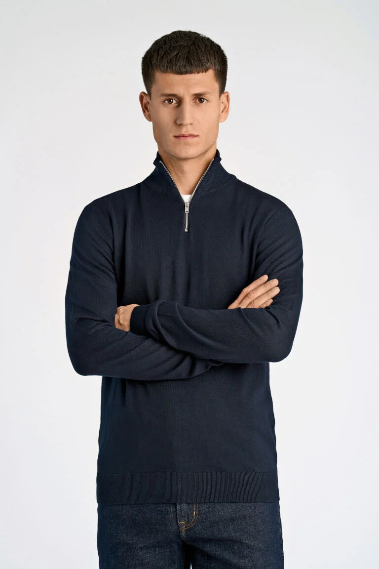 800173 - Mens EcoVero High Neck with Zip Light Weight Knitwear