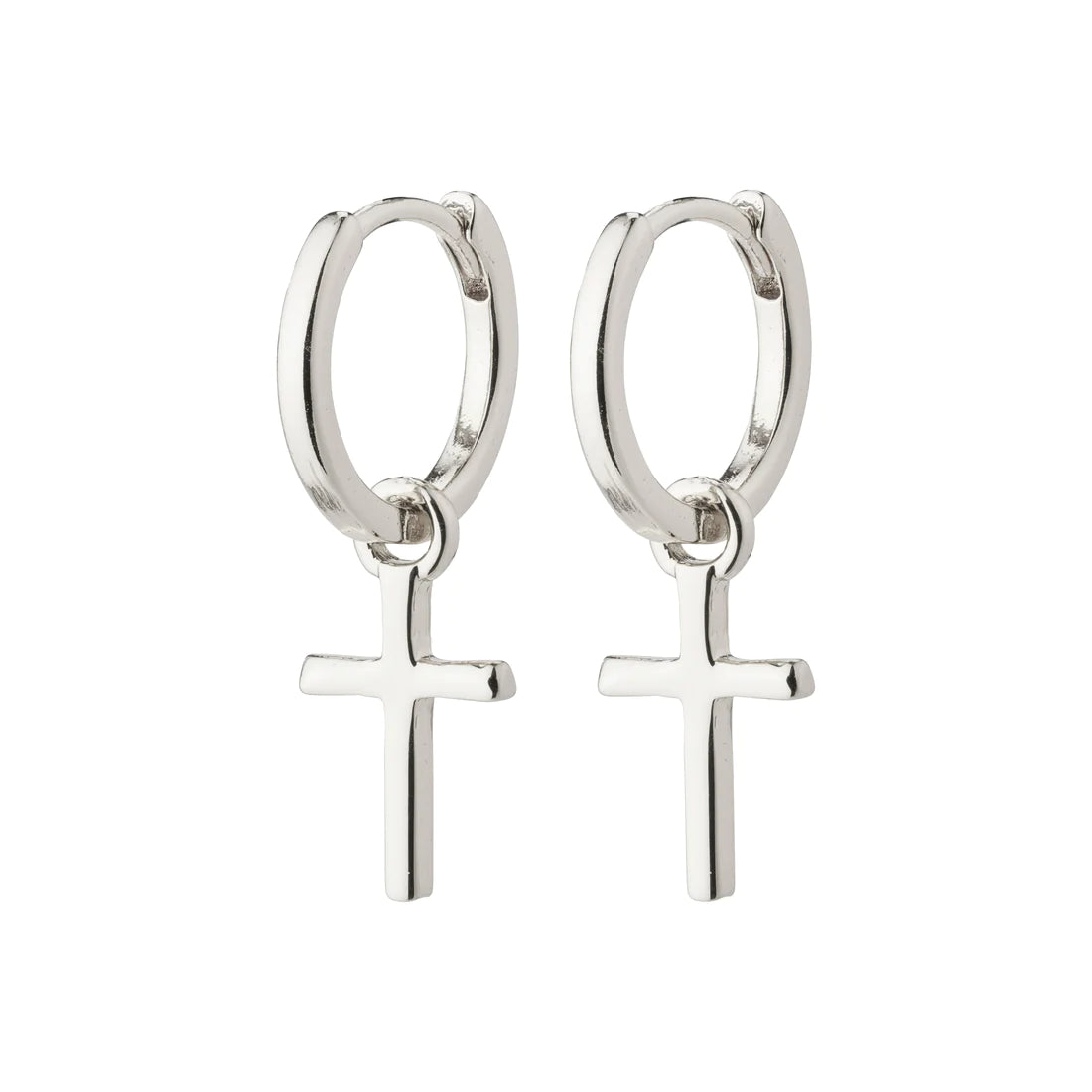 692332003//692336003// DAISY recycled cross hoops silver-plated