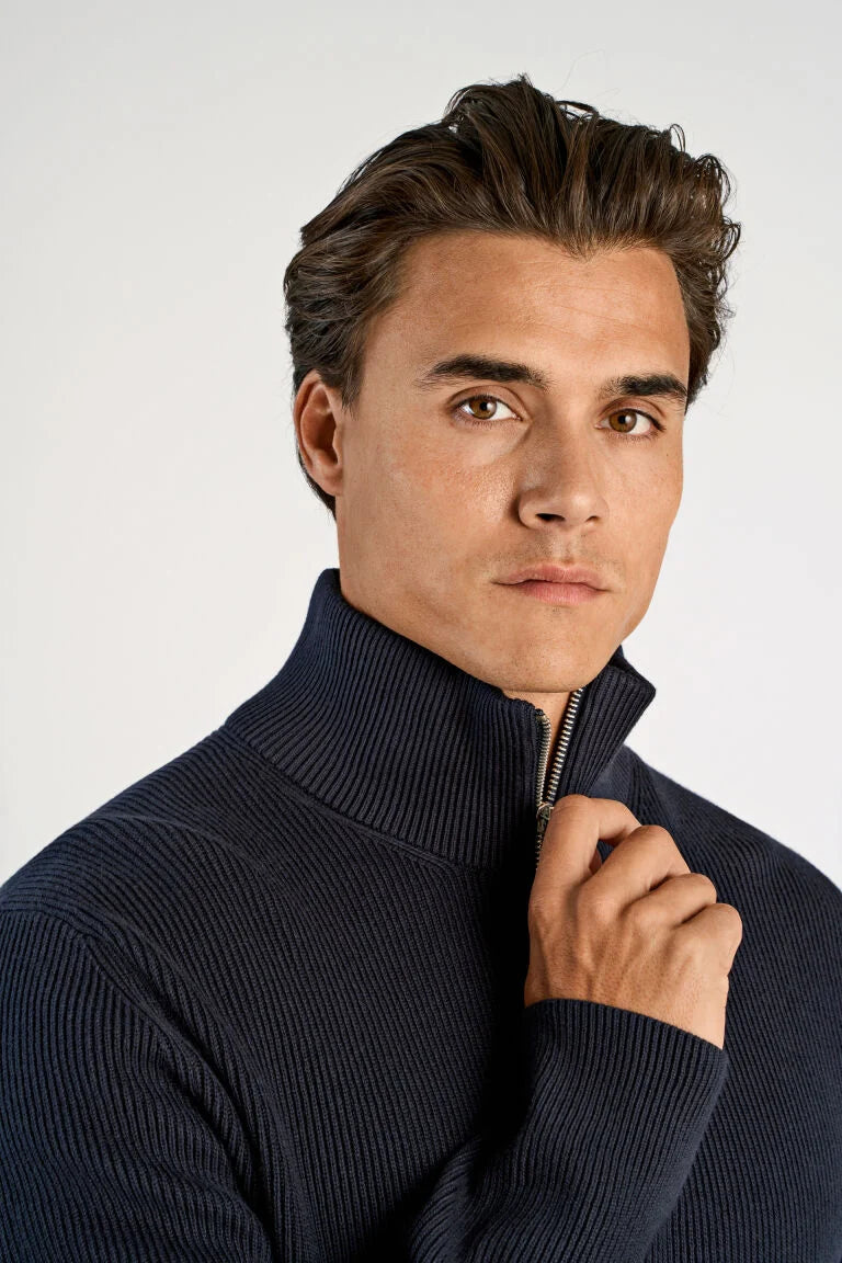 Mens - Cotton Mix Jumper with Neck Zip (804030)