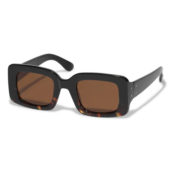 Payton Chunky Angular Cut Sunglasses Brown Tortoise
