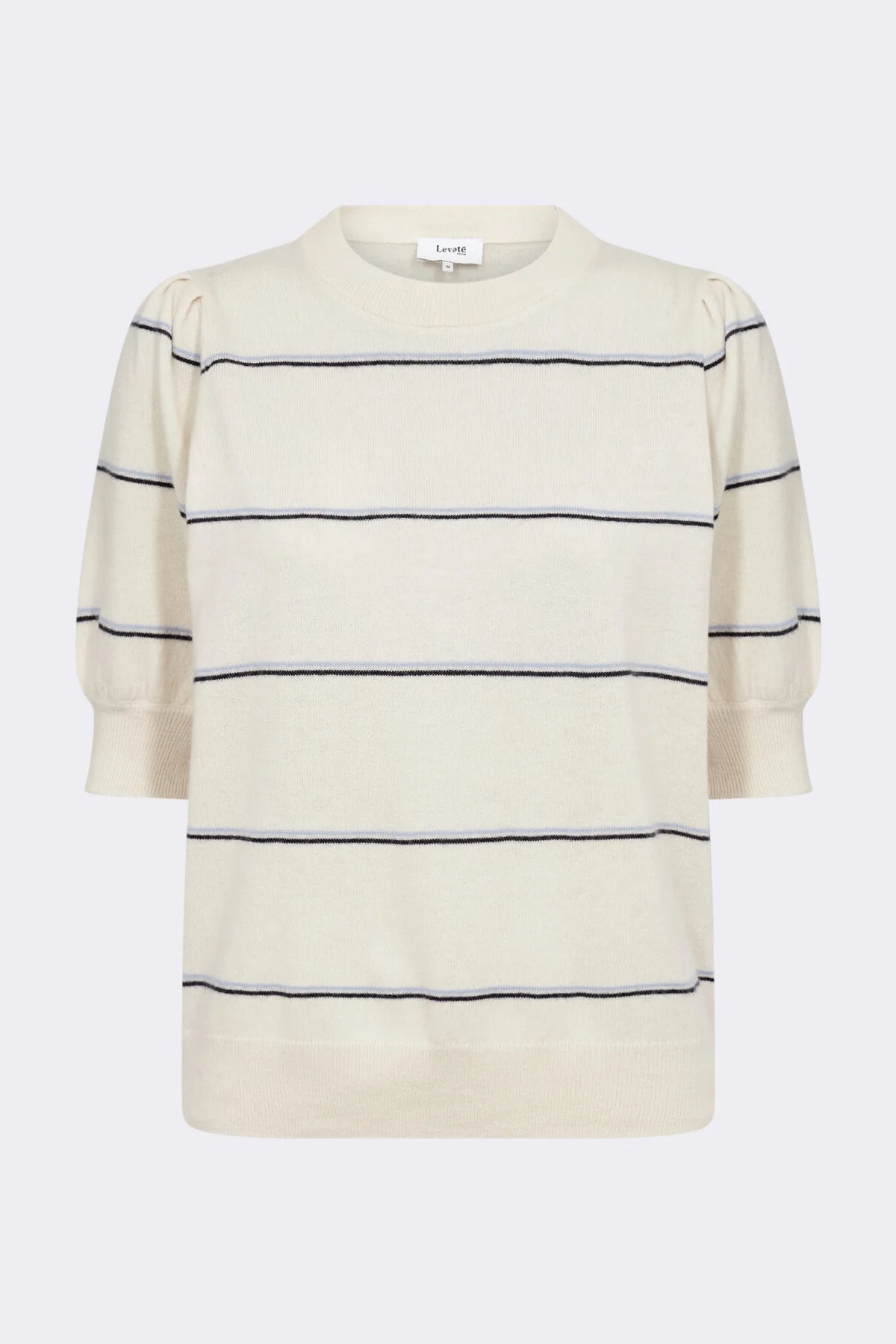 LR-Ismaila 18 Short Sleeved Striped Knitted Blouse Creme