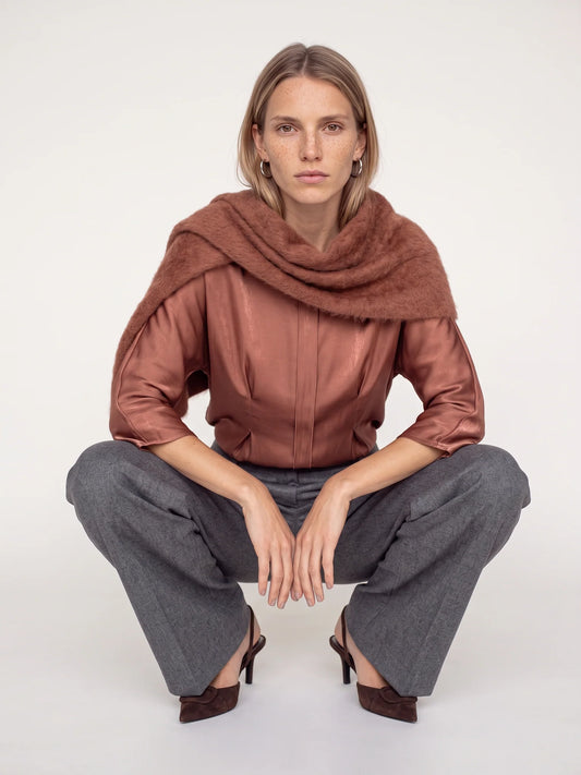 MMEnata Brush Cashmere Knit Scarf Imperial Topaz