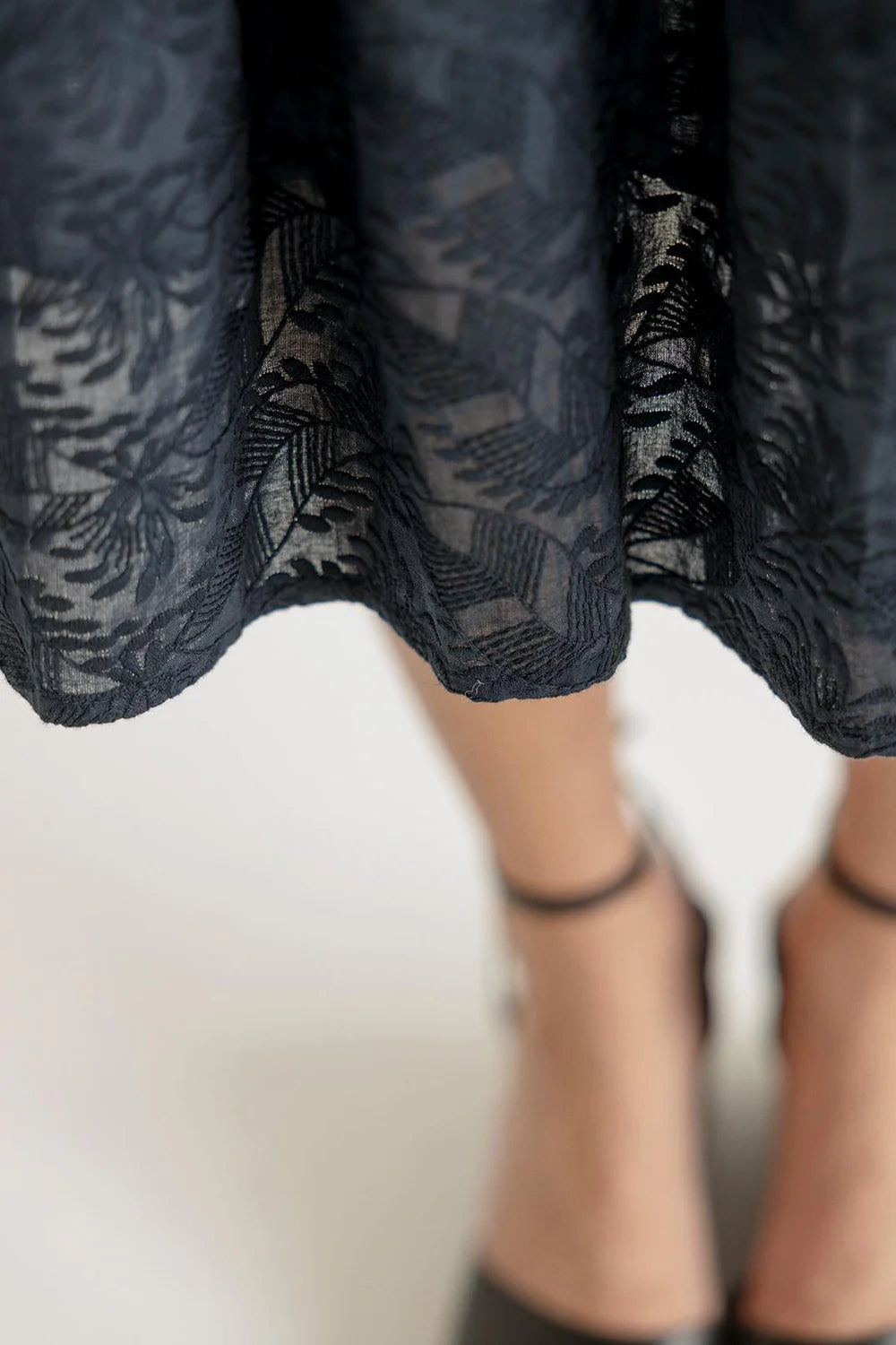 Hazel Organic Cotton Embroidered Skirt Black