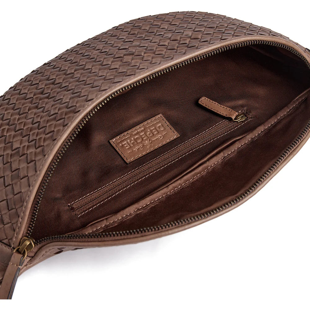 16724 - Sofya Woven Bumbag Dark Taupe