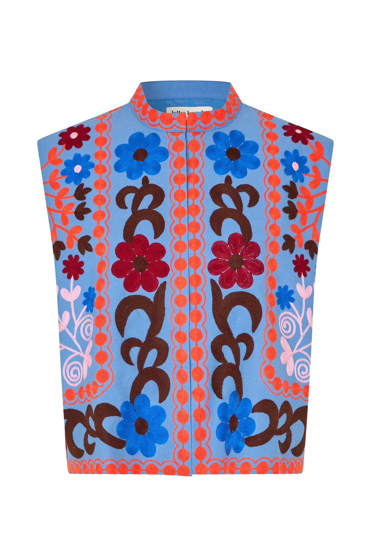 BinLL Embroidered Artistic Statement Vest Blue