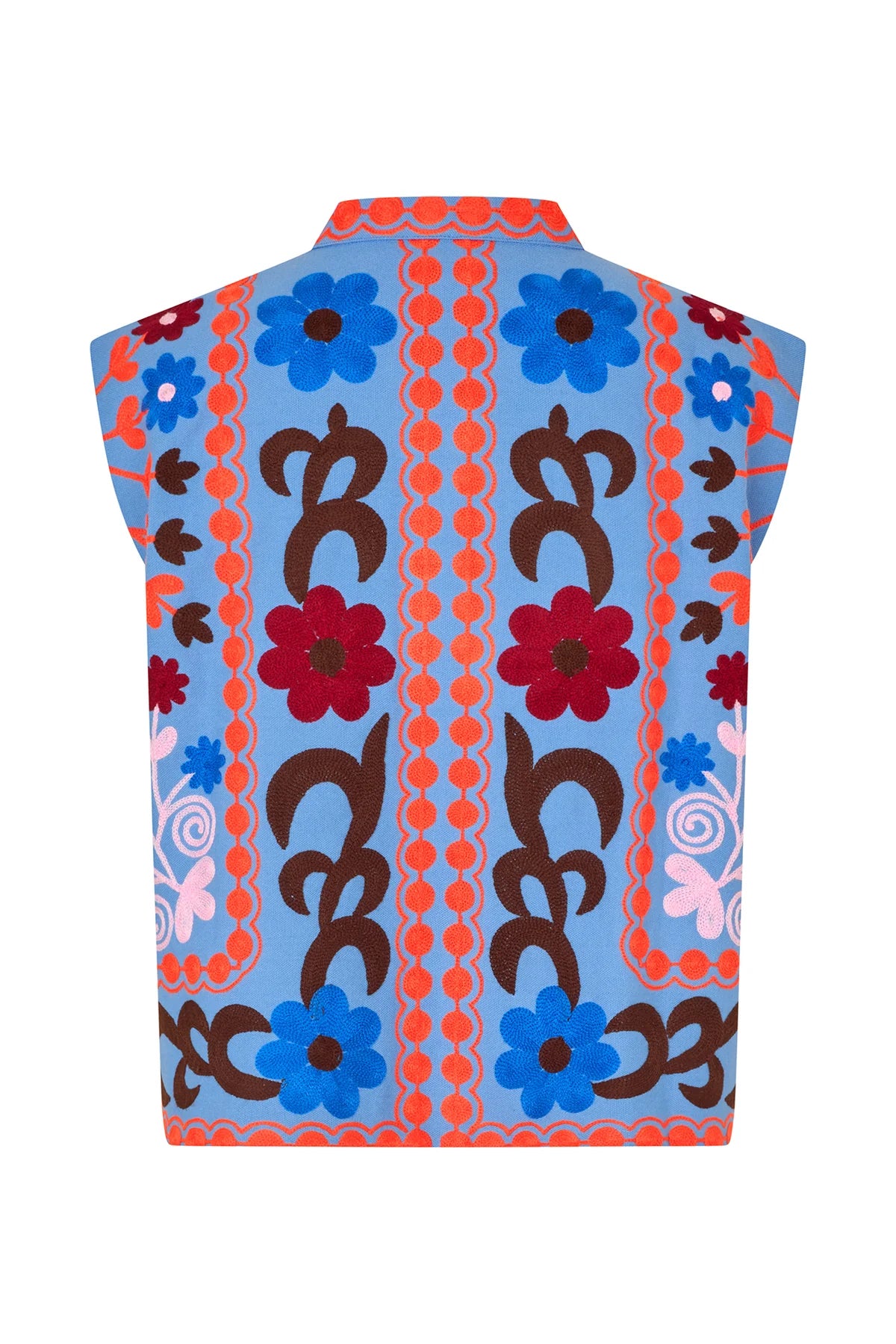 BinLL Embroidered Artistic Statement Vest Blue