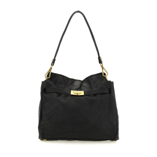 Campomaggi Ada Large Statement Leather Bag Black