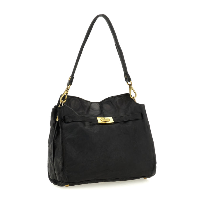 Campomaggi Ada Large Statement Leather Bag Black