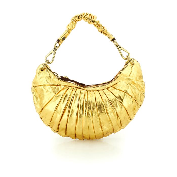 Campomaggi Luna "Croissant" Pleated Handbag Gold
