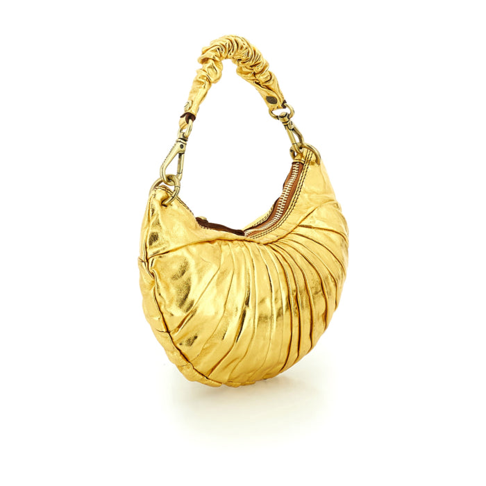 Campomaggi Luna "Croissant" Pleated Handbag Gold
