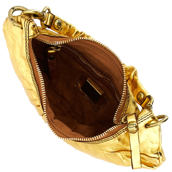 Campomaggi Luna "Croissant" Pleated Handbag Gold