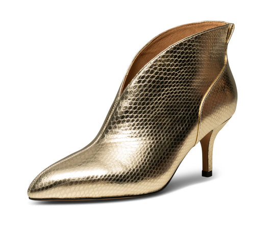 VALENTINE LEATHER LOW CUT BOOTIE - GOLD