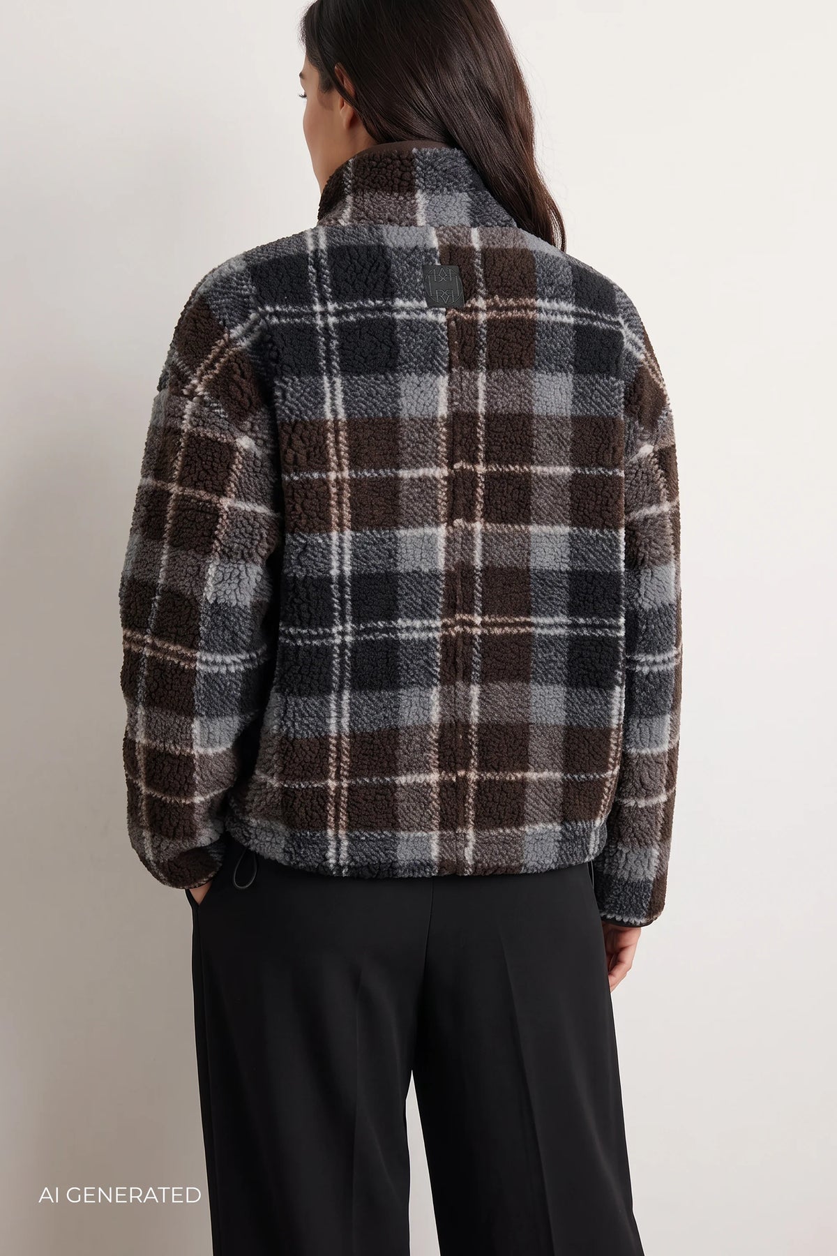 LR-Tass Checked Fleece Jacket Brown/Navy