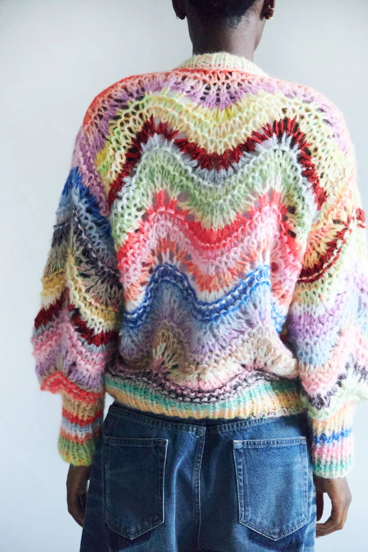 Esmeralda Hand Knitted V-Neck Cardigan Multi