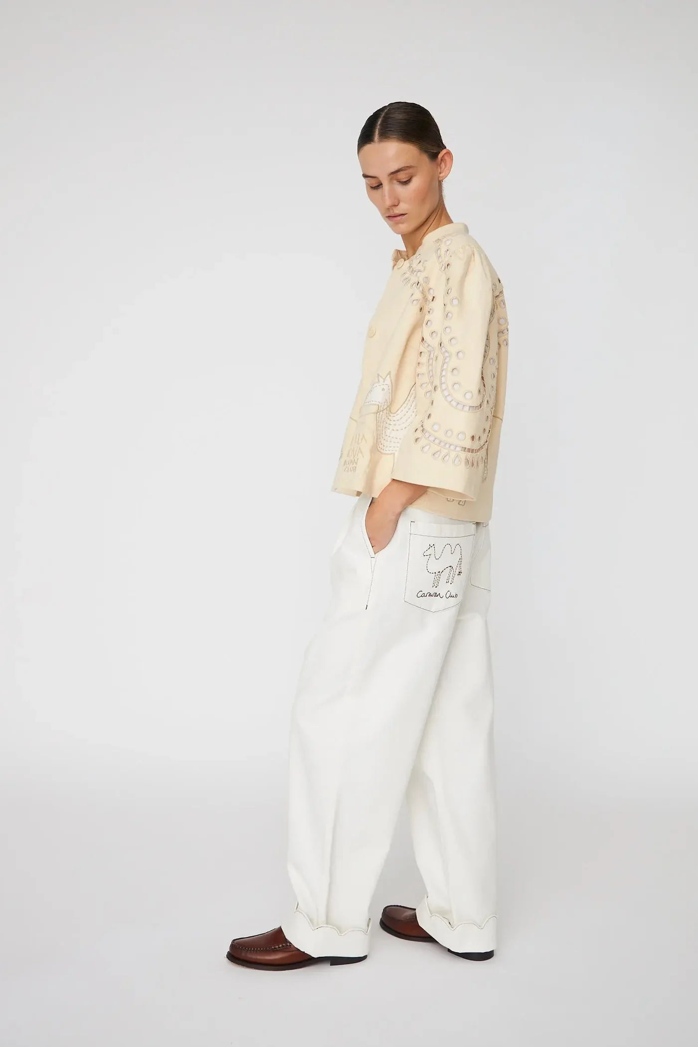 Embroidery Anglaise Jacket Creme Tores
