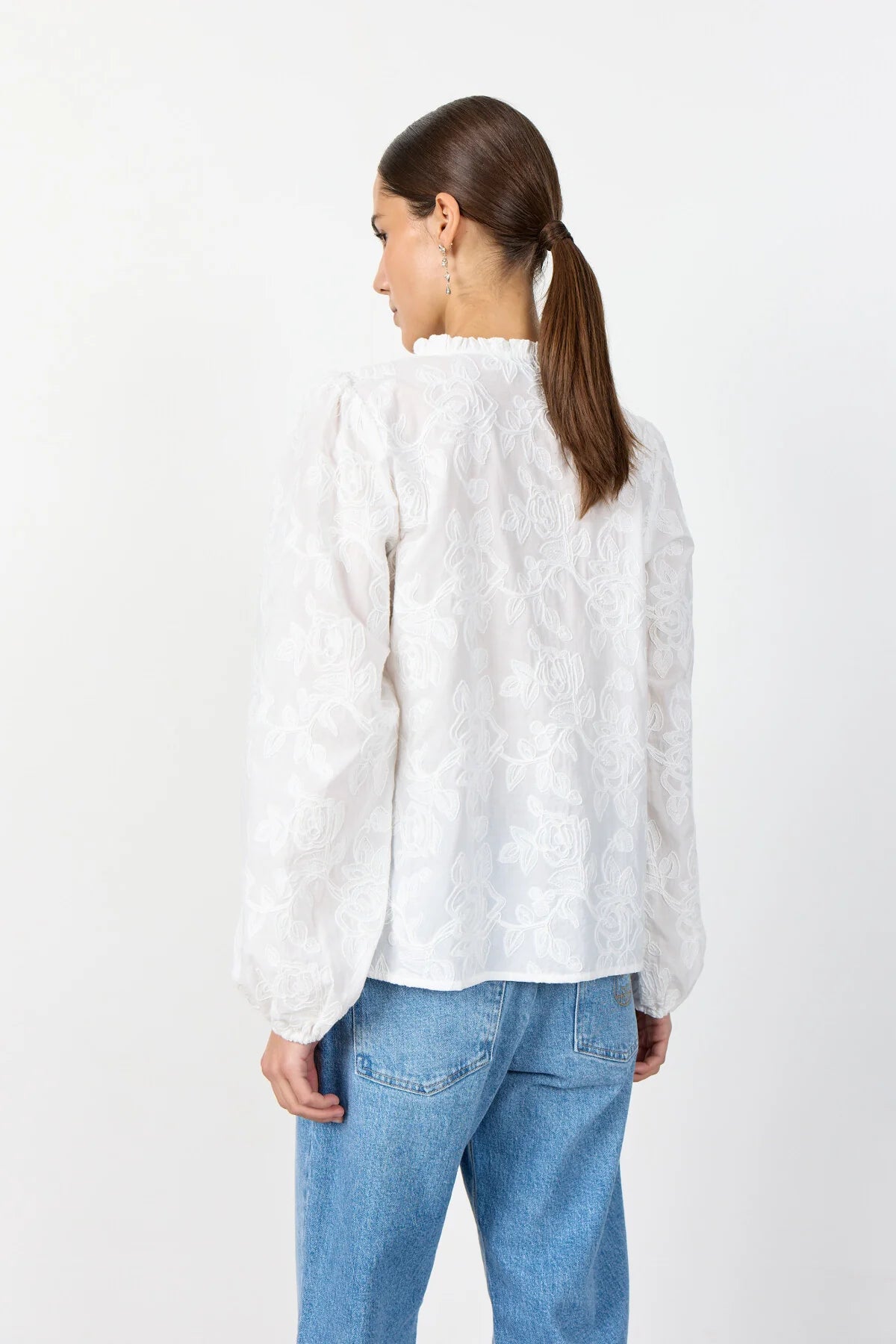 LR-Pollie 2 Cotton Delicate Floral Blouse White