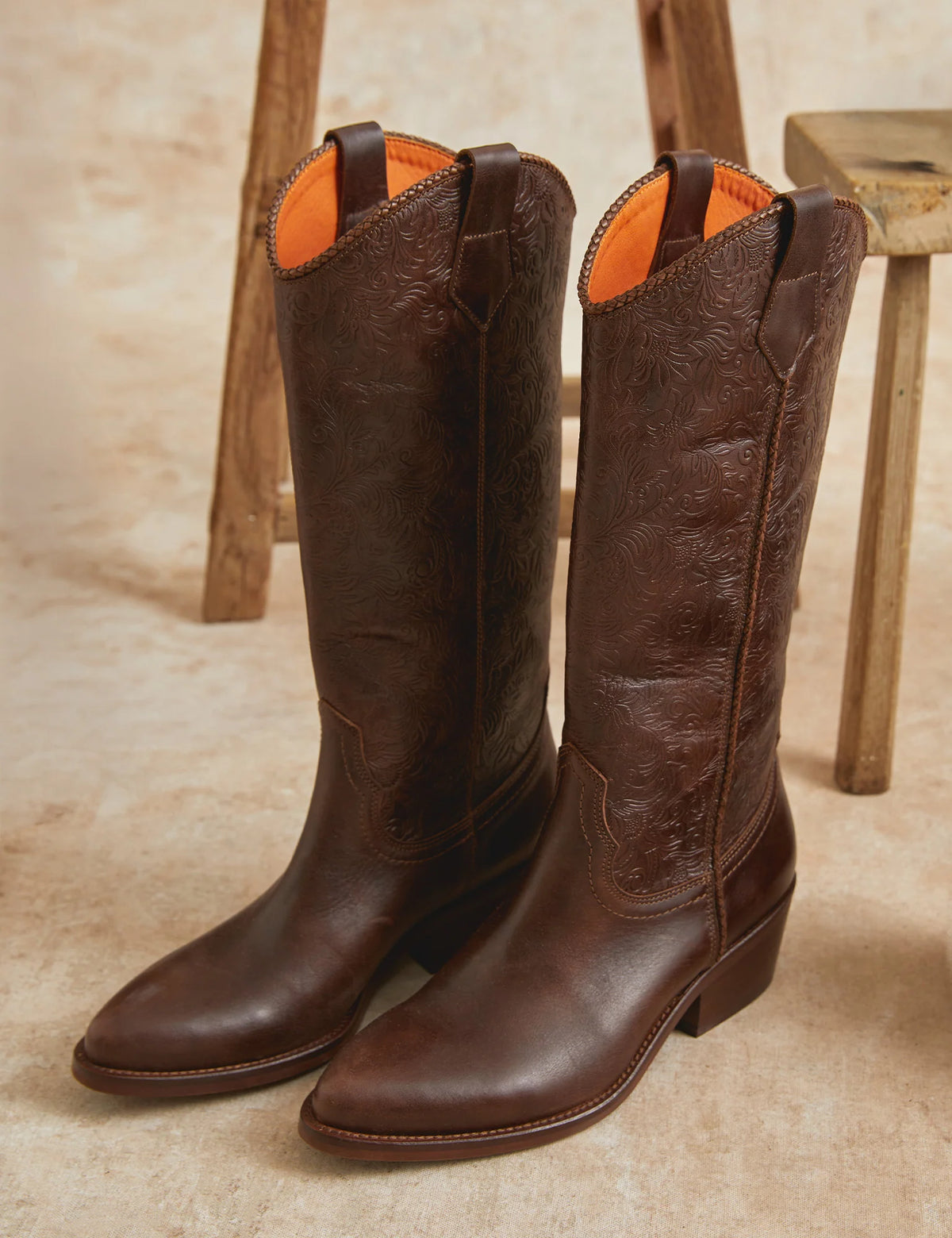 Goldie Cordoban Western Leather Boot Conker