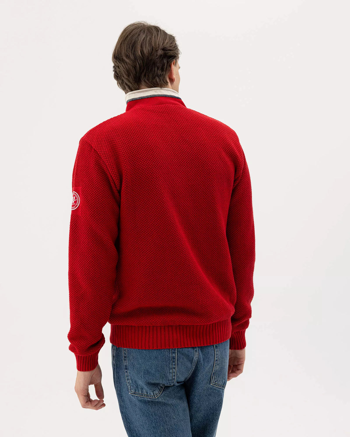 Mens - Classic Windproof T-Neck Red