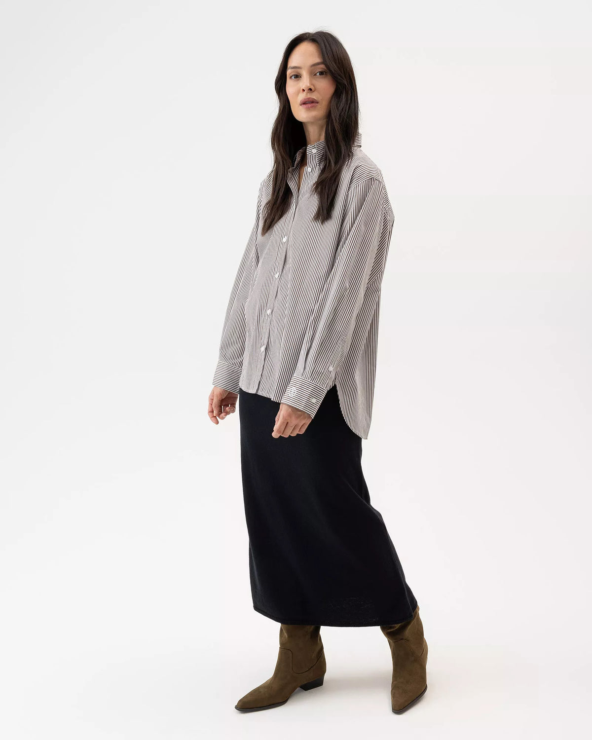 Jennifer Striped Cotton Shirt Brown/White