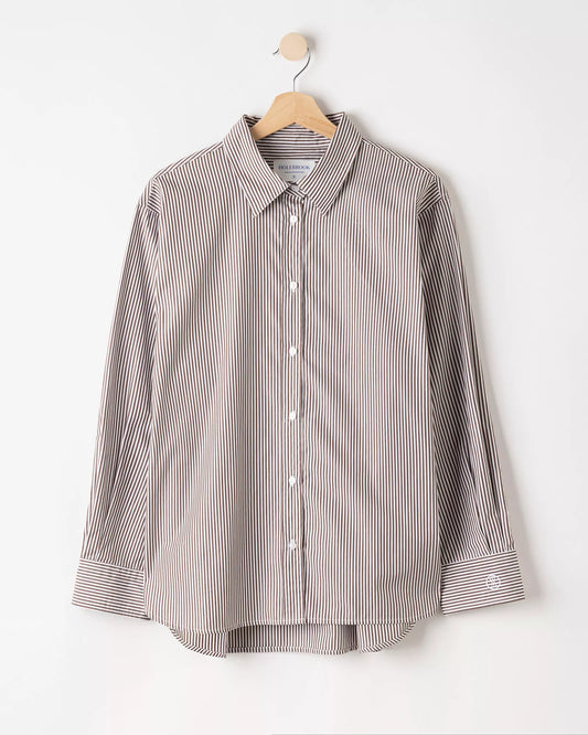 Jennifer Striped Cotton Shirt Brown/White