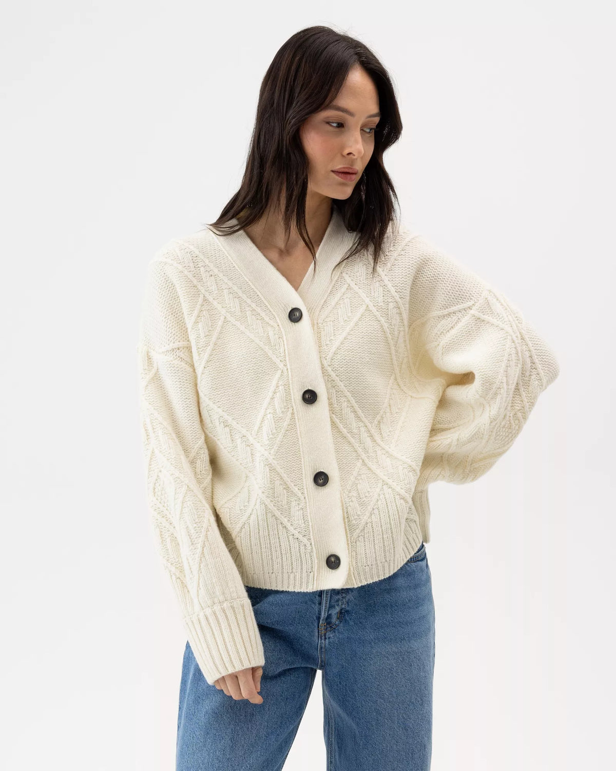 Nadira Structured Cardigan Off White