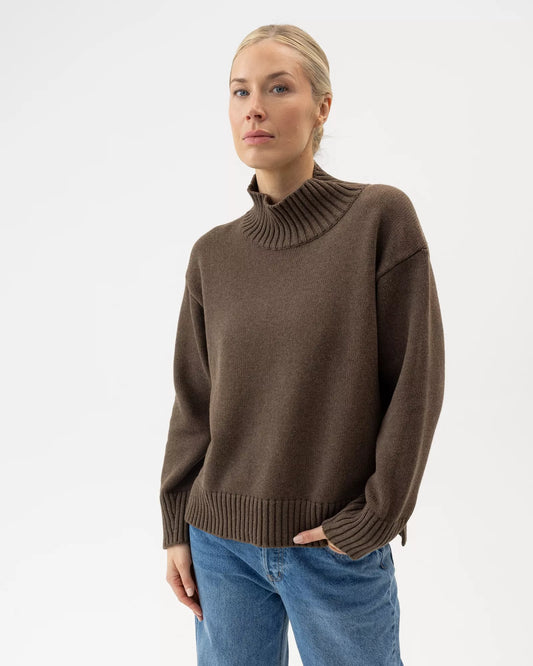 Sissa Turtle Neck Cotton Jumper Teak Melange