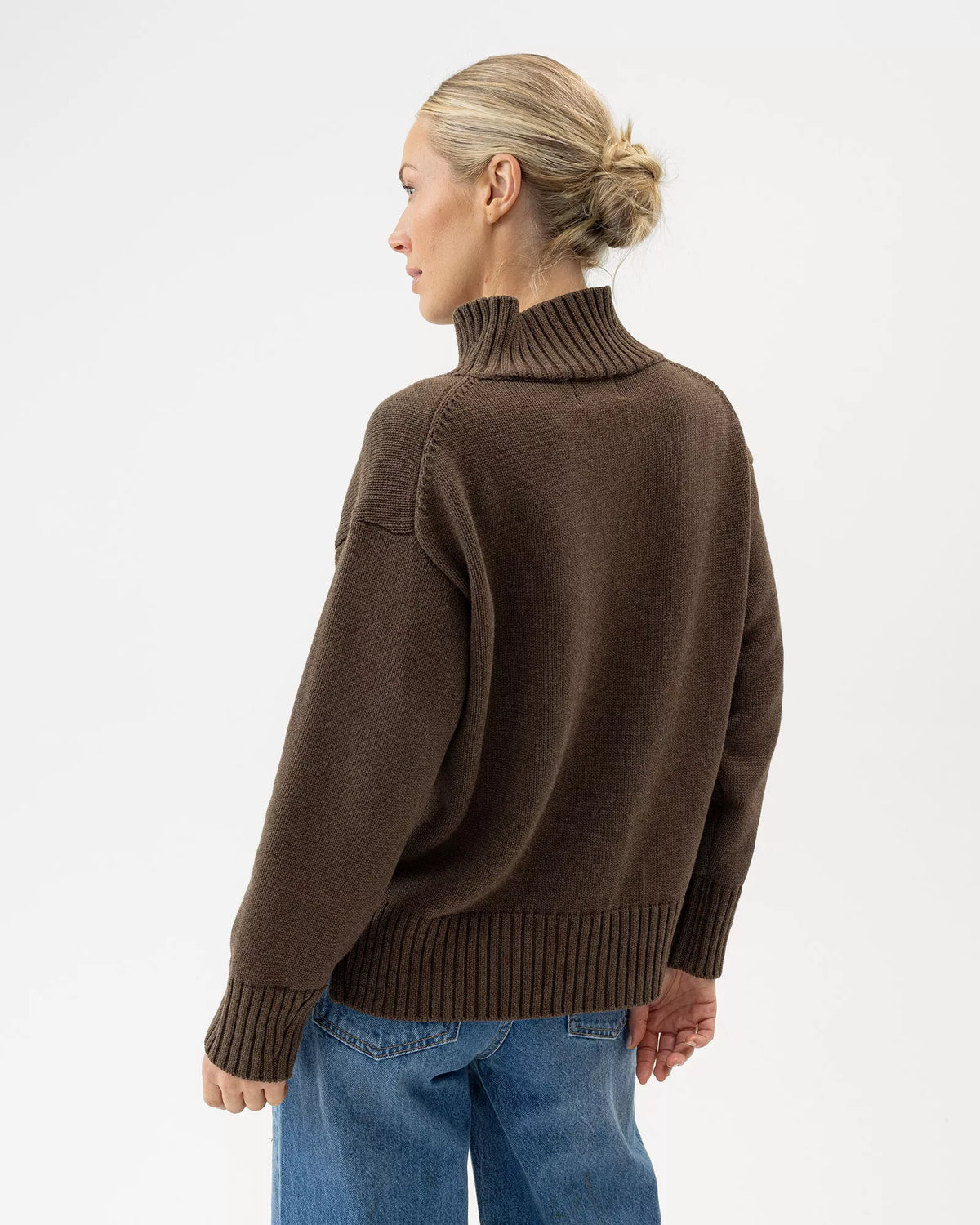 Sissa Turtle Neck Cotton Jumper Teak Melange