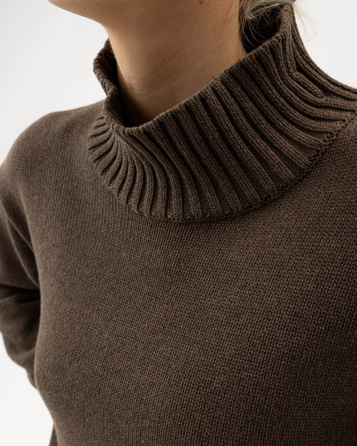 Sissa Turtle Neck Cotton Jumper Teak Melange