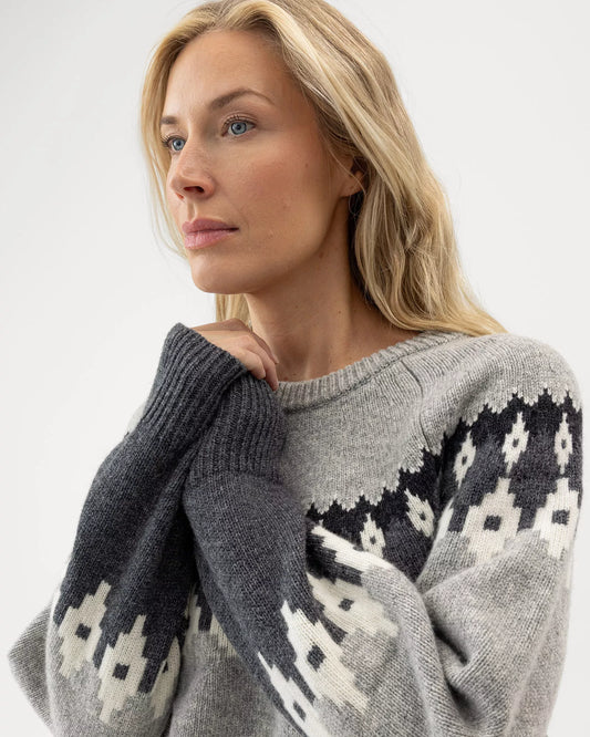 Vigdis Nordic Print Jumper Grey Melange