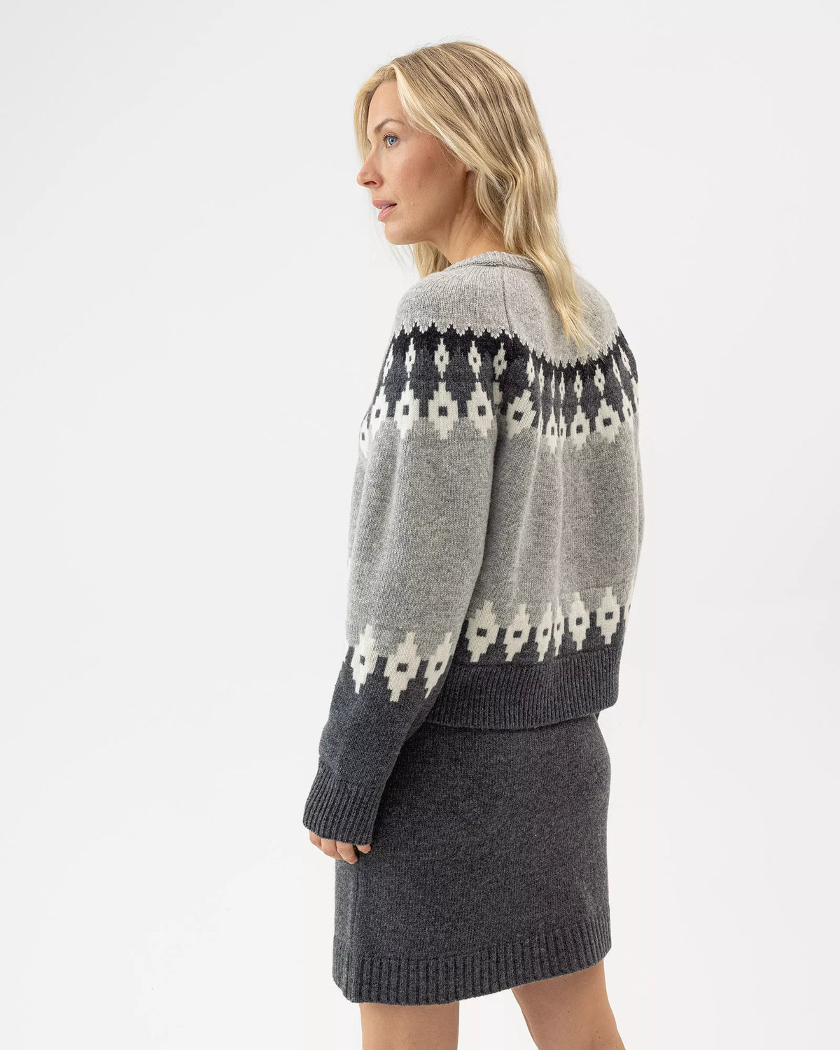 Vigdis Nordic Print Jumper Grey Melange