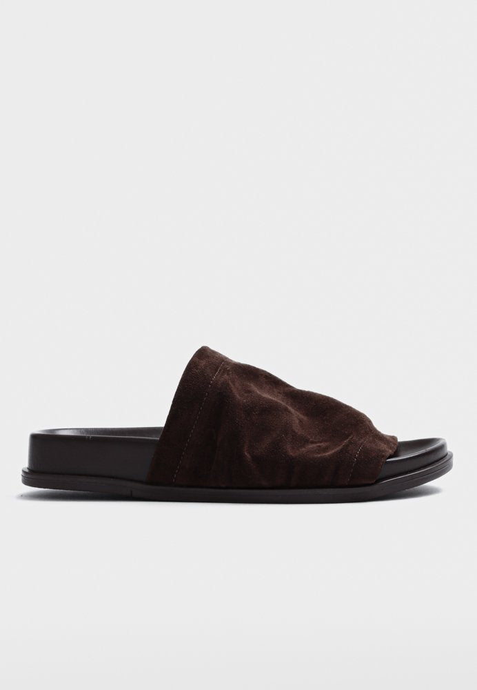 Paula Oiled Suede Slider Sandal Espresso