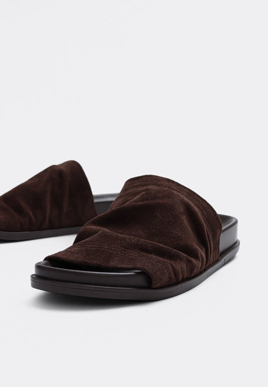 Paula Oiled Suede Slider Sandal Espresso
