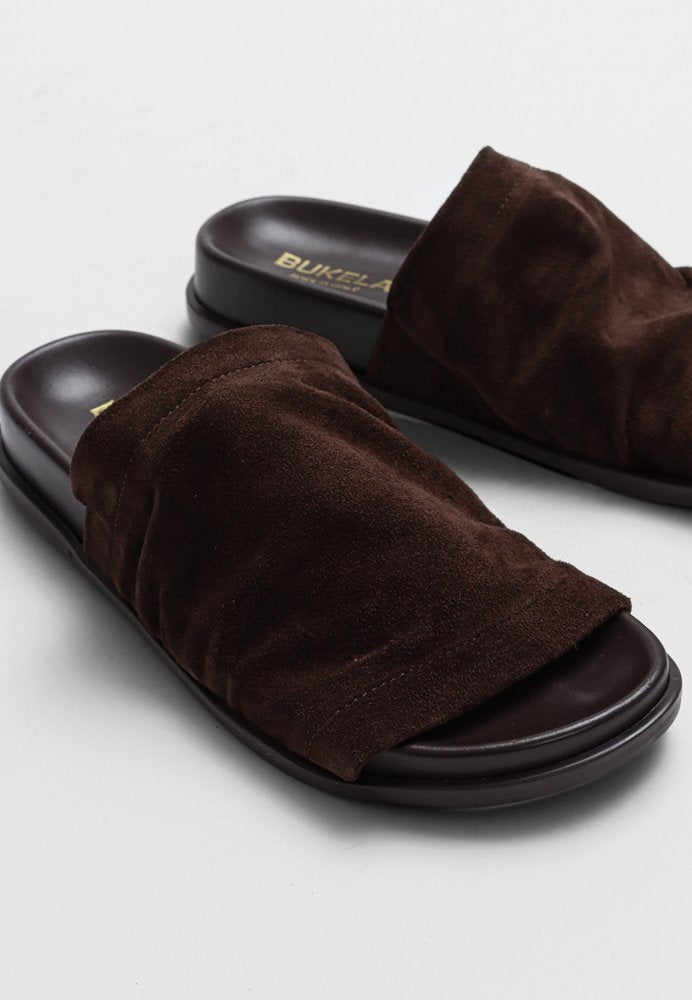 Paula Oiled Suede Slider Sandal Espresso